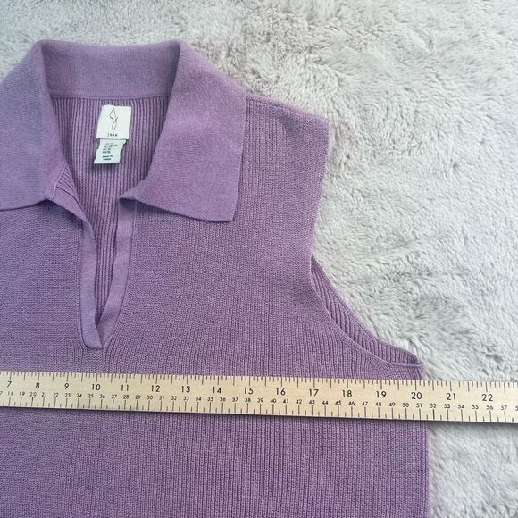 JOIE Knit Top Womens XL Purple Collared Sleeveless Soft Vneck Vest - Picture 6 of 10